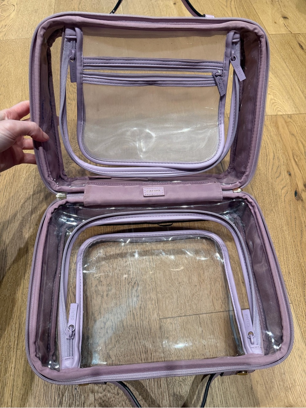 CALPAK Clear Cosmetic Case in Lavender large